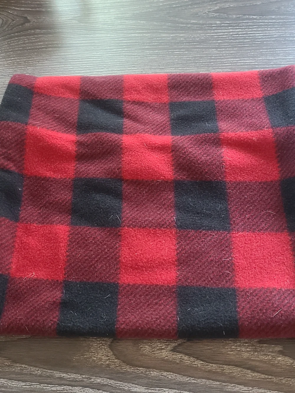 Reversible Red and Black Buffalo Plaid Wool Scarf